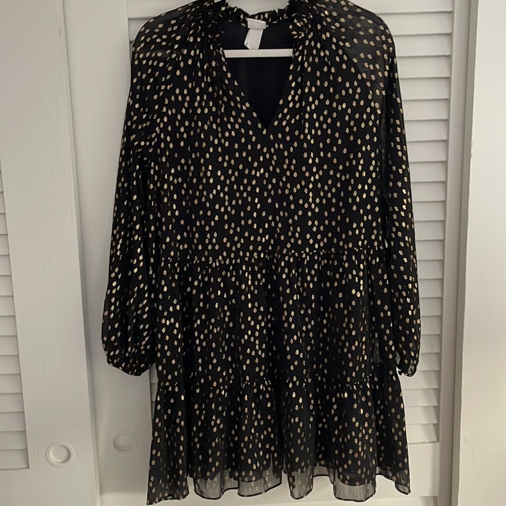 Black and metallic gold thread dress from H&M